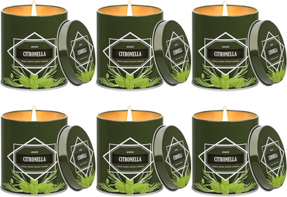Citronella Candles Outdoor 6-Pack, Total 54oz Citronella Candles for Outside Patio, Camping & Garden, Summer Gifts for Indoor Home Scented, 50-Hour Burn Time, 9 Ounce Each
