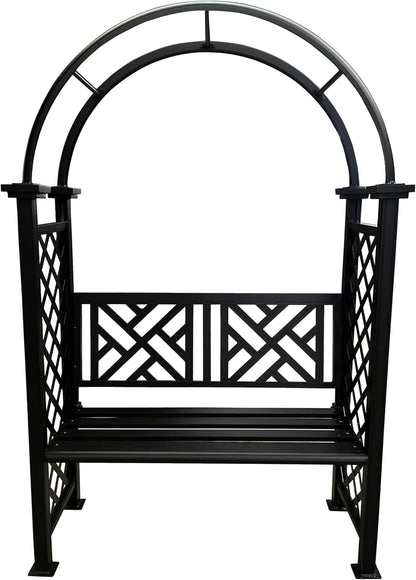 Black Aluminum Garden Arbor Arch with 2-Seater Bench