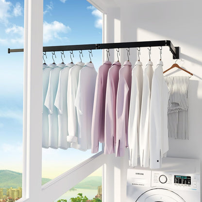 Clothes Drying Rack,Drying Rack Clothing,Luandry Drying Rack,Clothes Hanger Rack,Wall Mounted Luandry Rack,Folding Retractable,Frosted Stone Black Classic,ms-01