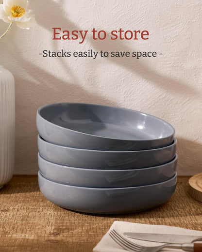 famiware Milkyway 33 oz Bowl Set, Pasta Bowls Set of 4, Salad Bowls Perfect for Your Friend for Housewarming, Thanksgiving, Christmas, Dark Gray