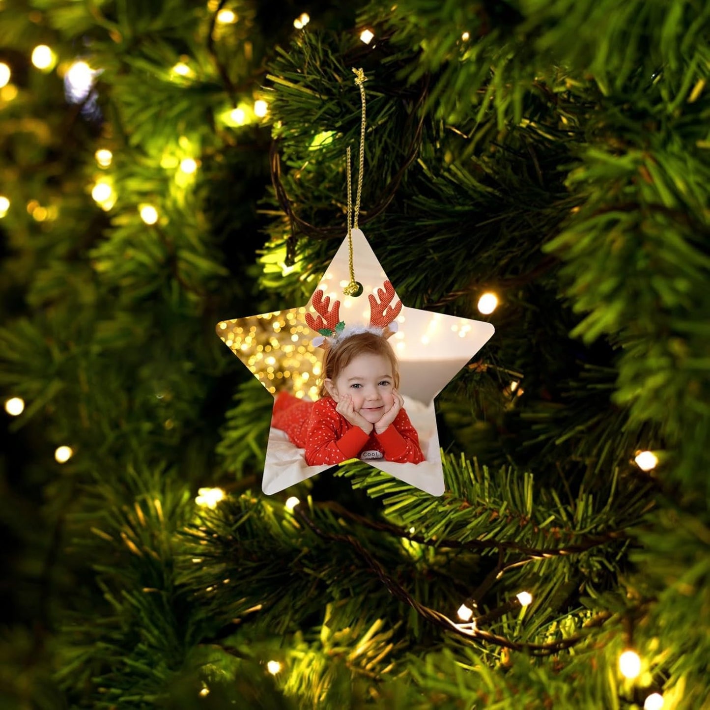 Personalized Christmas Ornaments 2025 w/Picture,Double-Sided Ceramics Custom Christmas Ornament - Upload Any Photo,Optional Text - Picture Ornaments,Customized Xmas Ornament,Star