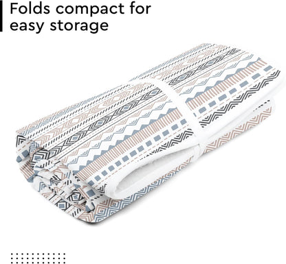 Encasa XO Ironing Mat/Pad (Large 48"x28") with 3mm Padding & Silicone Iron Rest for Steam Pressing on Tabletop or Bed - Heat Resistant, Portable, Quilting & Travel Blanket - Aztec