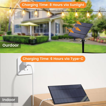 OHLUX 120FT Solar String Lights Outdoor with Remote, 2200K Soft Warm Patio Lights with 52 Shatterproof ST38 Tear-Drop LED Filament Bulbs, Dimmable Outside Edison Hanging Light for Backyard Deck Roof