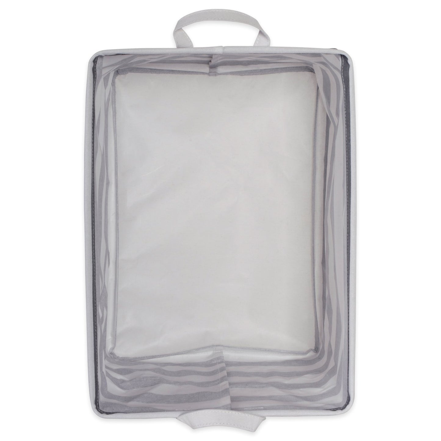 DII Laundry Storage Collection, PE Coated Collapsible Bin with Handles, Gray Stripe, Large Set