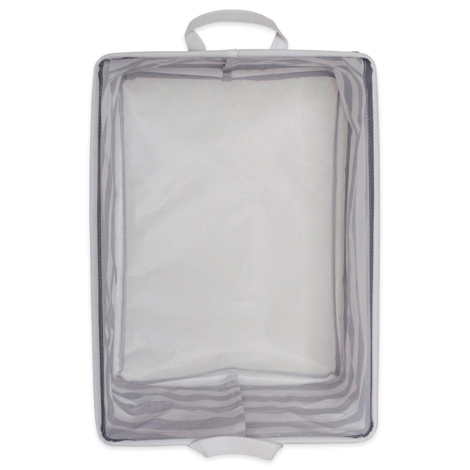 DII Laundry Storage Collection, PE Coated Collapsible Bin with Handles, Gray Stripe, Large Set