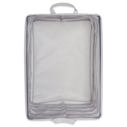 DII Laundry Storage Collection, PE Coated Collapsible Bin with Handles, Gray Stripe, Large Set