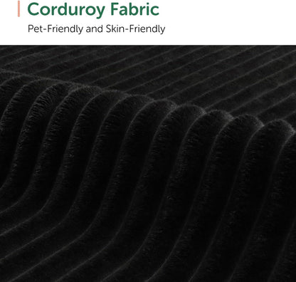 HONBAY Corduroy Modular Sectional Couch with Storage L-Shaped Sectional Couches for Living Room 6 Seater Modular Sectional Sofa, Black