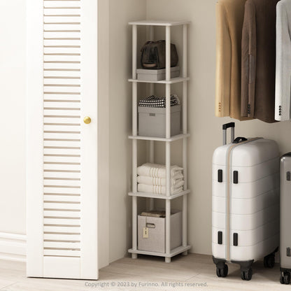 Furinno Turn-N-Tube Storage Shelves, 5-Tier Square Book Shelf, Corner Shelf, Toolless Open Shelves