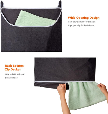 XL Hanging Laundry Hamper Bag, Black Door Hanging Hamper with Large Openging Hanging Laundry Hamper Storage Bag Large Size 36X22 Inch (Black)