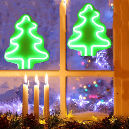 Christmas Tree Neon Light Signs for Bedroom Bedside Dorm Wall Decor,Neon Light up Christmas Decor LED Night Lights Table Ornaments Gifts for Kids Friends Christmas Party,Battery Powered or USB Powered