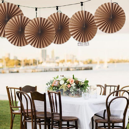 Brown Party Decorations,Brown Wedding Decorations for Party Events Accessories,Brown Birthday Decorations,Boho Party Decoration,Fall Decorations 16in Hanging Paper Fans 30 Color DIY Set(Brown)