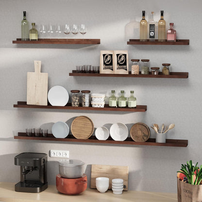 SAUMONIERES Picture Ledge Shelf Floating Book Shelves Set of 2 Wall Mounted Solid Wood for Bedroom Bathroom Living Room Kitchen, 48 Inch Walnut