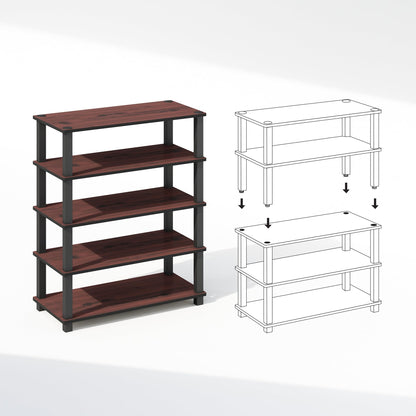 Furinno Turn-S-Tube Storage Shelves Set of 2, 3-Tier Stackable Standing Shelf, Open Corner Shelf