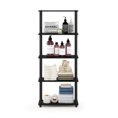 Furinno TURN-N-TUBE Storage Shelves, 5-Tier Book Shelf, Corner Shelf, Toolless Open Shelves, for