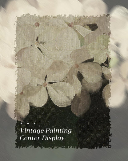 HUARCEY Gold Framed Vintage Wall Art for Living Room, Flowers Painting Canvas Prints Shelf Decor for Kitchen, Aesthetic Bedroom Wall Art, Christmas Gifts for Friends or Family (White Hydrangea 8"x10")