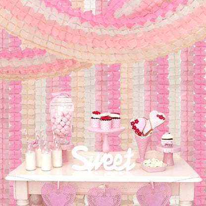 Pink-White Peach Party-Decorations Streamers Garland - 157Ft Four-Leaf Clover Hanging Banner,Wedding Girl Birthday Baby Bridal Shower Engagement Bachelorette Decor Hugtmr