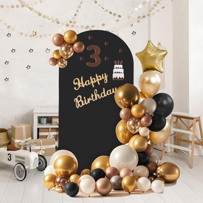 Arch Backdrop Stand and Cover Set, Metal Balloon Arch Backdrop 6.6ft, Gold Arched Stand Frame for Wedding, Parties,Birthday, Backdrop Decorations (Black,6.6ft)