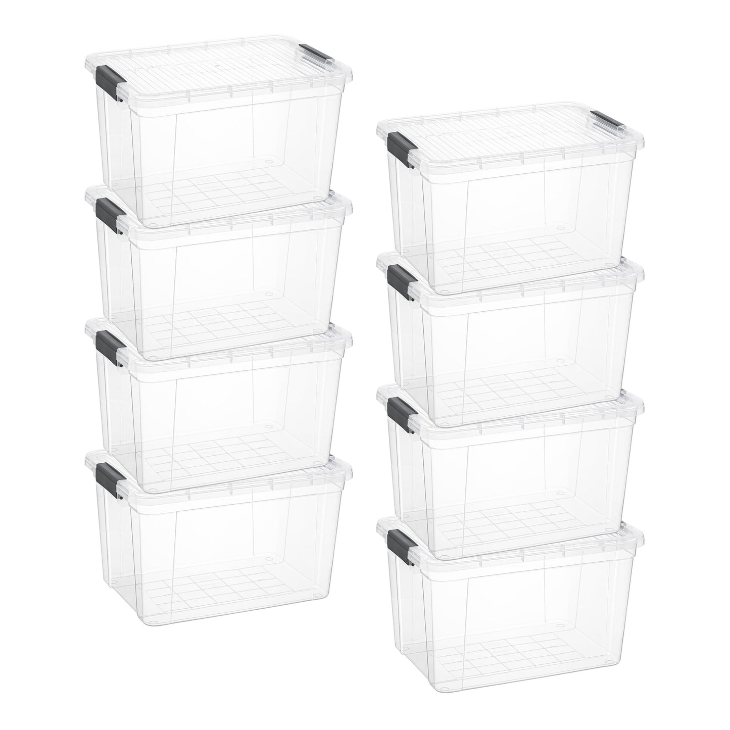 Superio Clear Storage Bins with Lids, 14.7 Quart BPA Free Plastic Containers, Transparent Boxes for