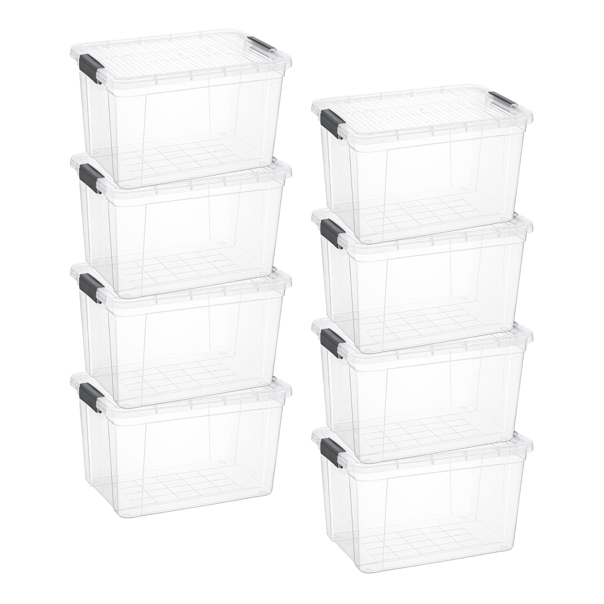 Superio Clear Storage Bins with Lids, 14.7 Quart BPA Free Plastic Containers, Transparent Boxes for