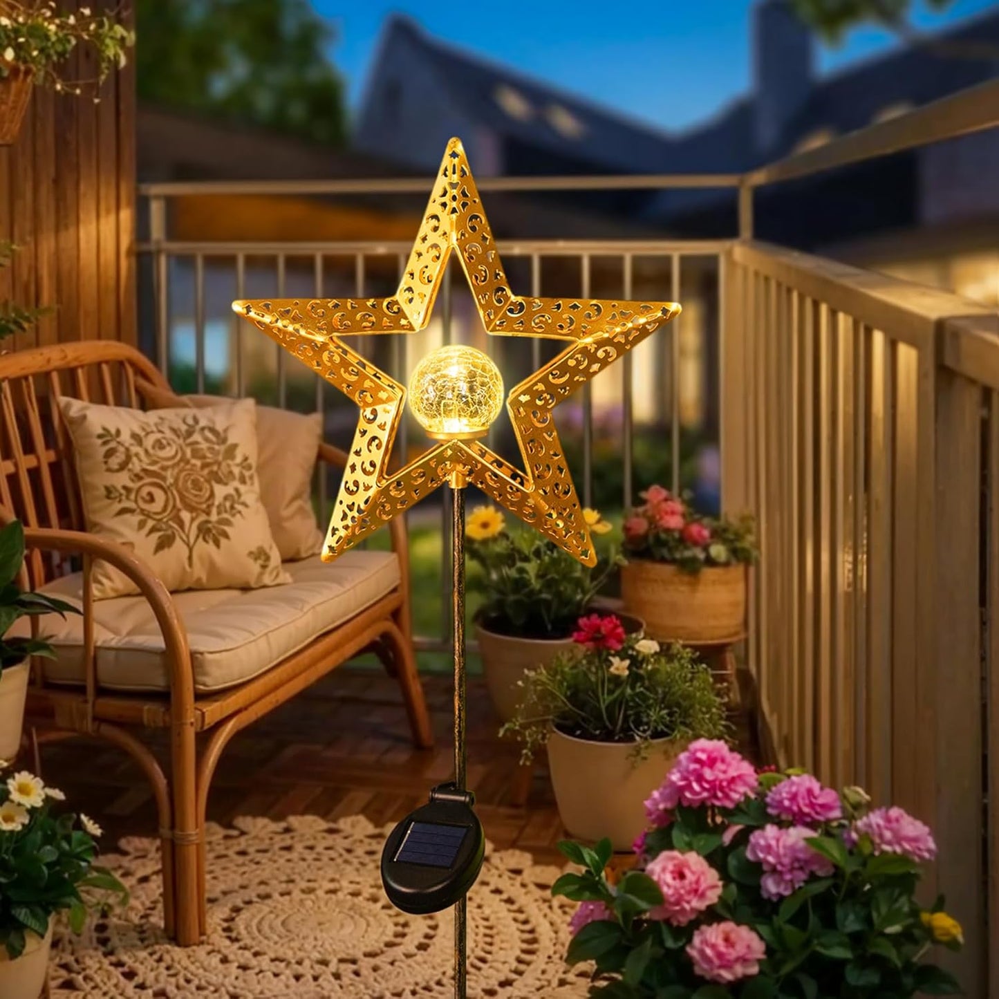 Star Solar Lights Garden Outdoor Decor Waterproof Metal Solar Stakes Lights for Patio Yard Walkway Lawn Patio Garden Gifts
