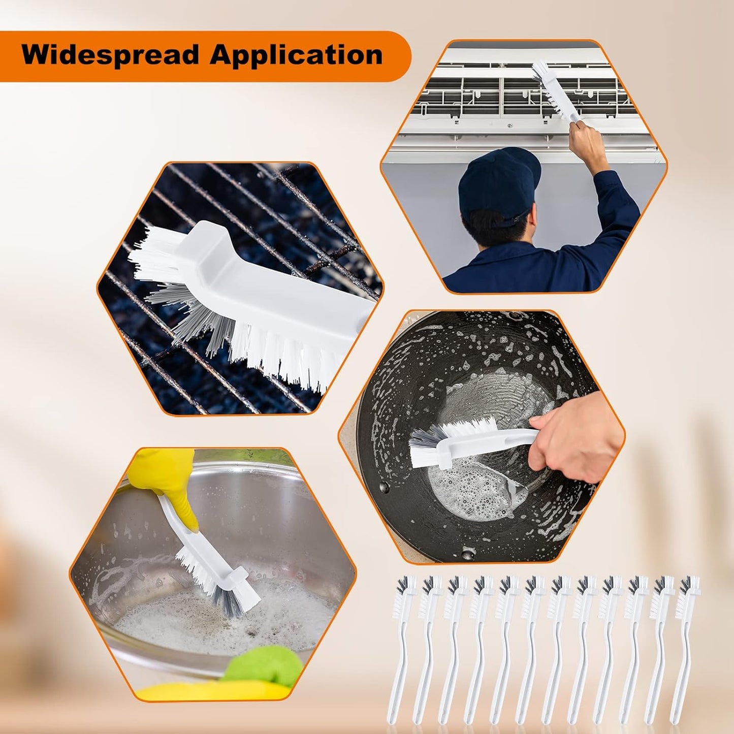 Rtteri 48 Pcs Kitchen Scrub Brush Bulk Plastic Sink Bathroom Cleaning Edge Corner Brush for Household Bottle Dish Tile Lines Window Track Crevice with Stiff Bristle