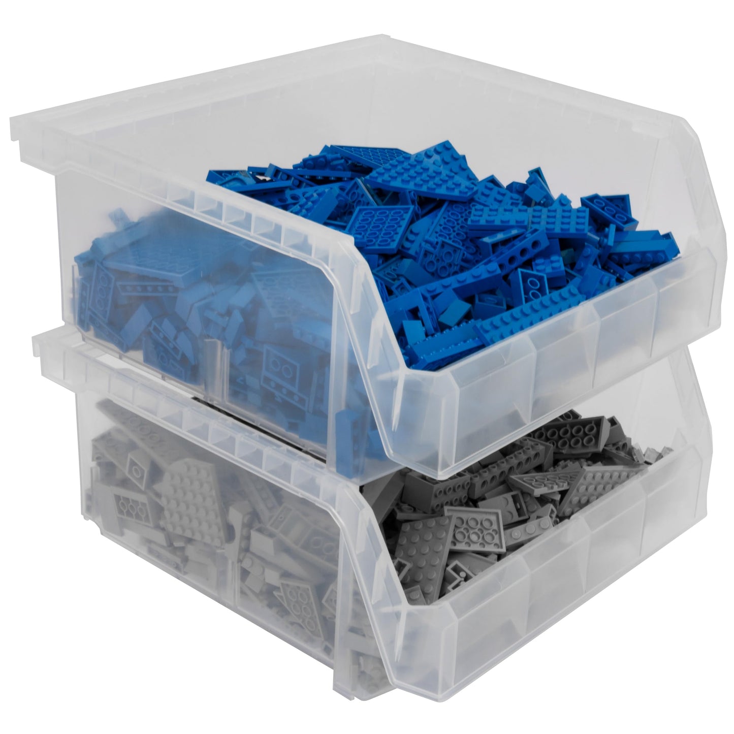 ReadySpace Medium-Wide Stackable Plastic Storage Bins, 4-Pack, Clear