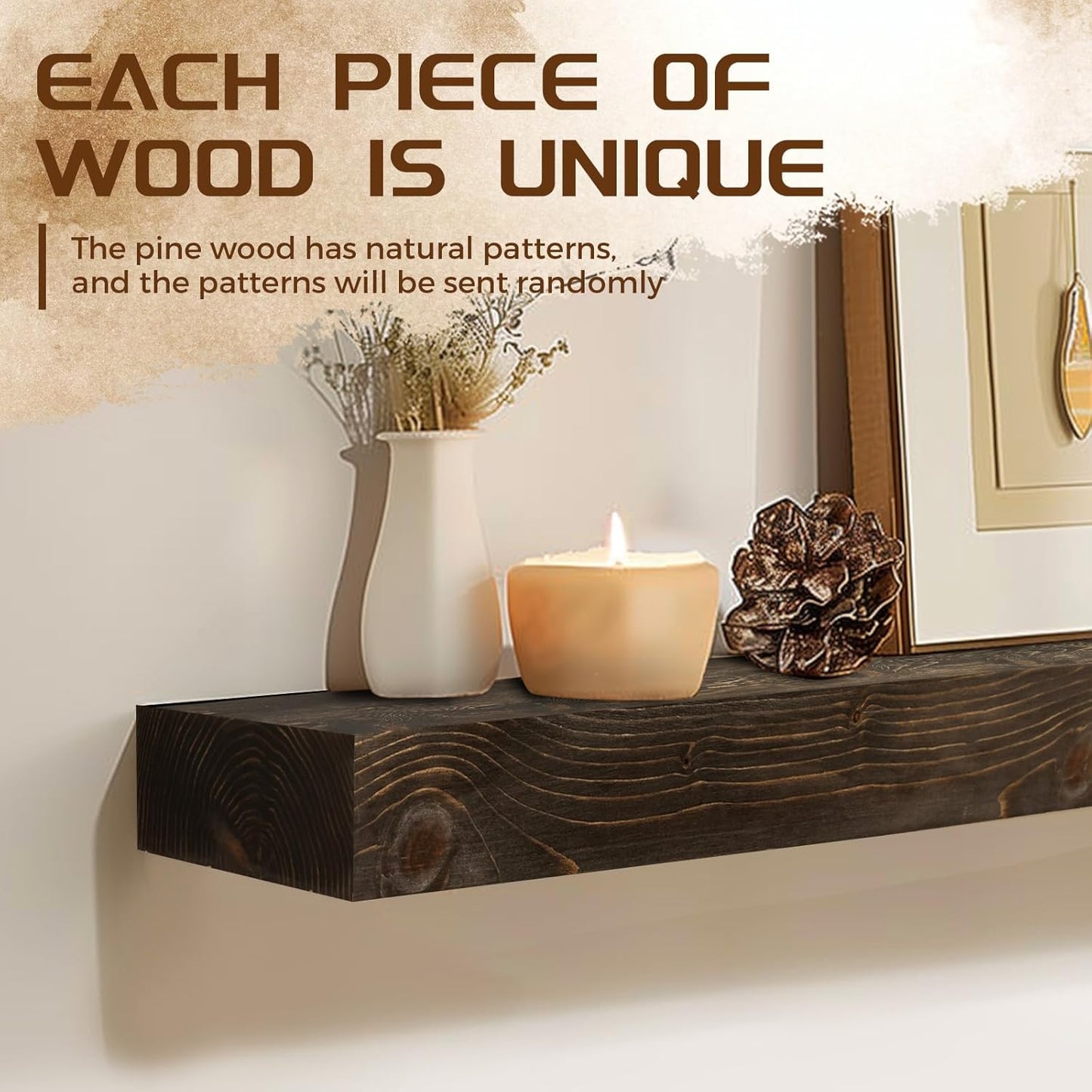 72x8x3 Fireplace Mantel - Solid Rustic Wood - Wall Mounted Floating Shelf with Invisible Heavy Duty Steel Bracket (Weathered Black)