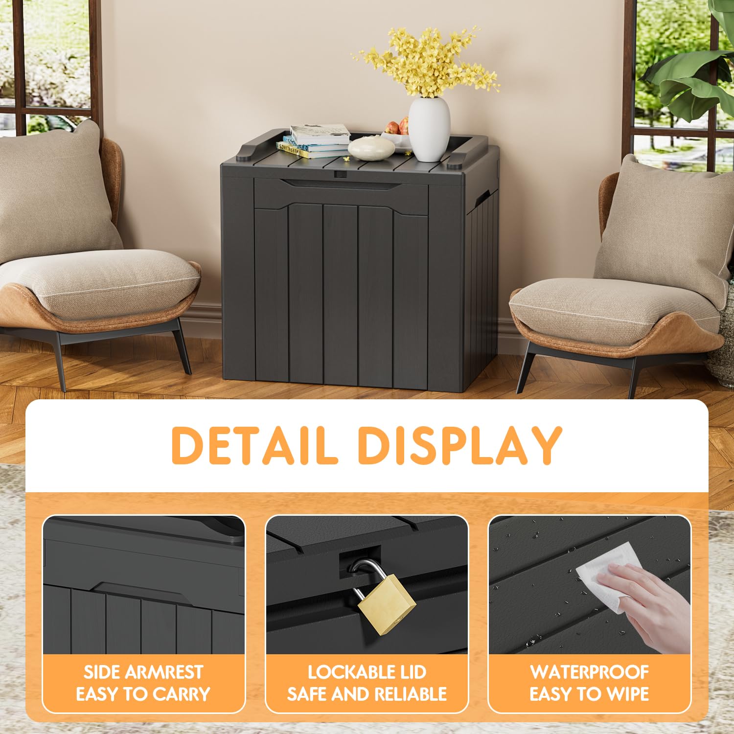 YESHOMY 30 Gal Plastic Storage Bins with Lid Stackable Box Organizers for Living Room, Office
