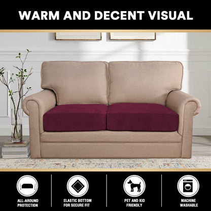 PrinceDeco Stretch Velvet Couch Cushion Covers, Soft Cushion Slipcover for Chair Loveseat Sofa Cushion Furniture Protector Seat Cushion Sofa Cover(Each Width Up to 29.5", Burgundy)