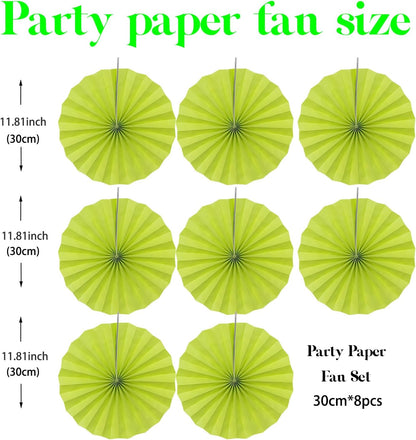 Green Graduation Party Decor,Tropical Party Decorations,Emerald Green Party Decorations,Hawaiian Themed Party Decorations,12in Hanging Paper Fans 30 Color DIY Set (Clear Green)