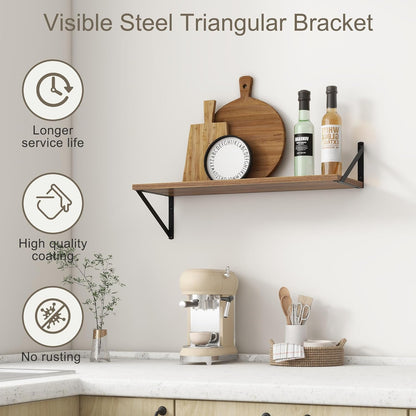 Fun Memories 27.5" W x10 D Floating Shelves, Large Wall Shelves 27.5 Inch Long, Set of 2, Farmhouse Wood Floating Shelf Wall Mounted, Deep Shelves for Bathroom, Living Room, Kitchen, Walnut Color