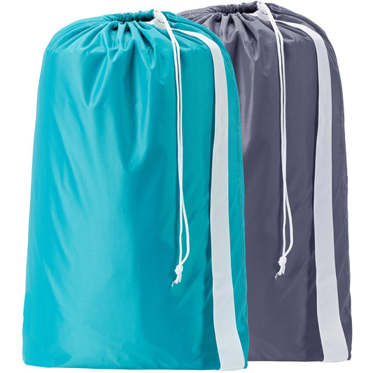HOMEST 2 Pack XL Nylon Laundry Bag with Strap, Large Dirty Garments Organizer, Easy Fit a Hamper or