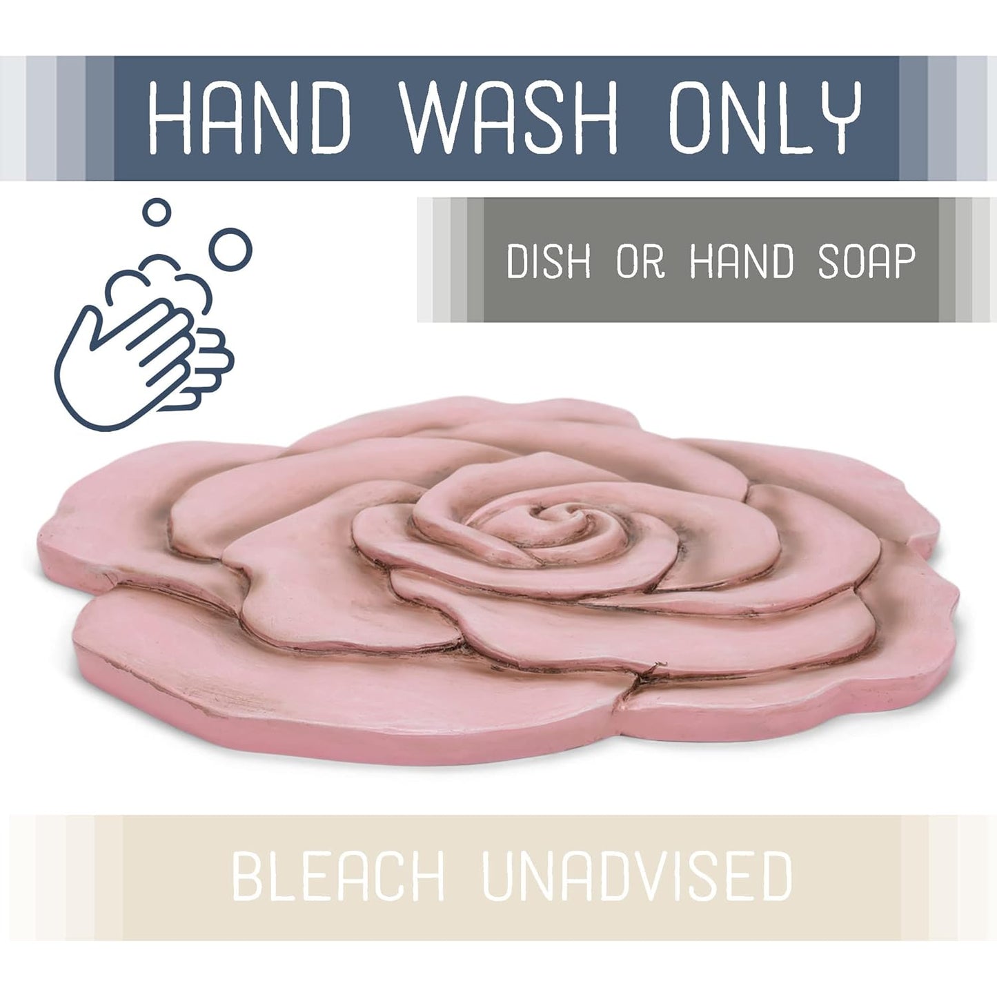 NAT & Jules Rose Flower Shaped Dimensional Indoor Outdoor 12 inch Cast Resin Decorative Garden Stepping Stone, Patio, Walkway Sculpture Yard Art, Pink