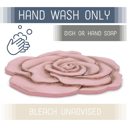 NAT & Jules Rose Flower Shaped Dimensional Indoor Outdoor 12 inch Cast Resin Decorative Garden Stepping Stone, Patio, Walkway Sculpture Yard Art, Pink