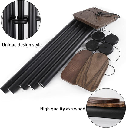48" Large Wind Chimes for Outside Deep Tone, Wood Wind Chimes Outdoor Clearance, Memorial Gifts for Mother's Day and Christmas, Outdoor Decor for Garden, Patio, Yard(Big Wind Chime, Black)