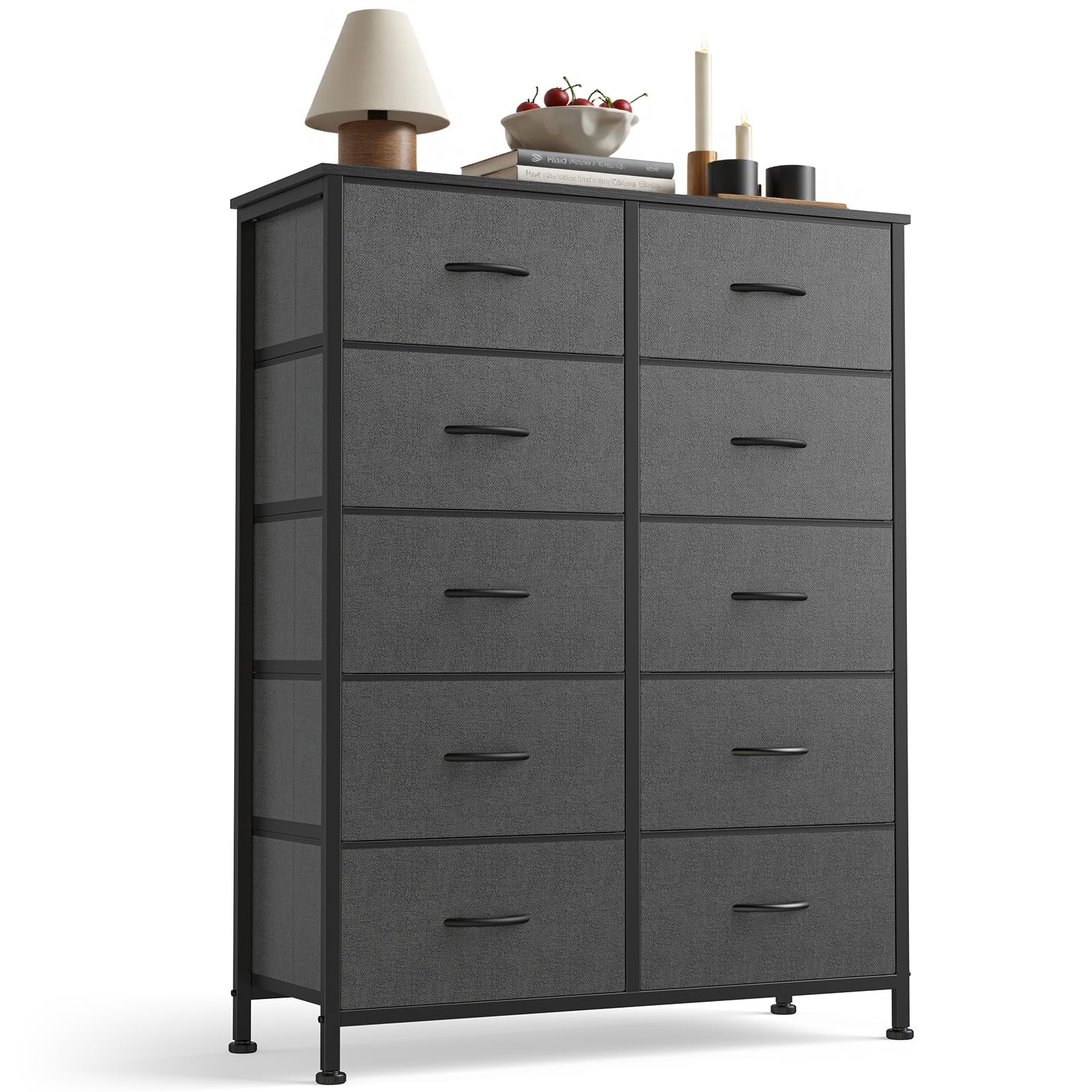 Sweetcrispy 10 Drawer Tall Dresser for Bedroom & Living Room, Grey