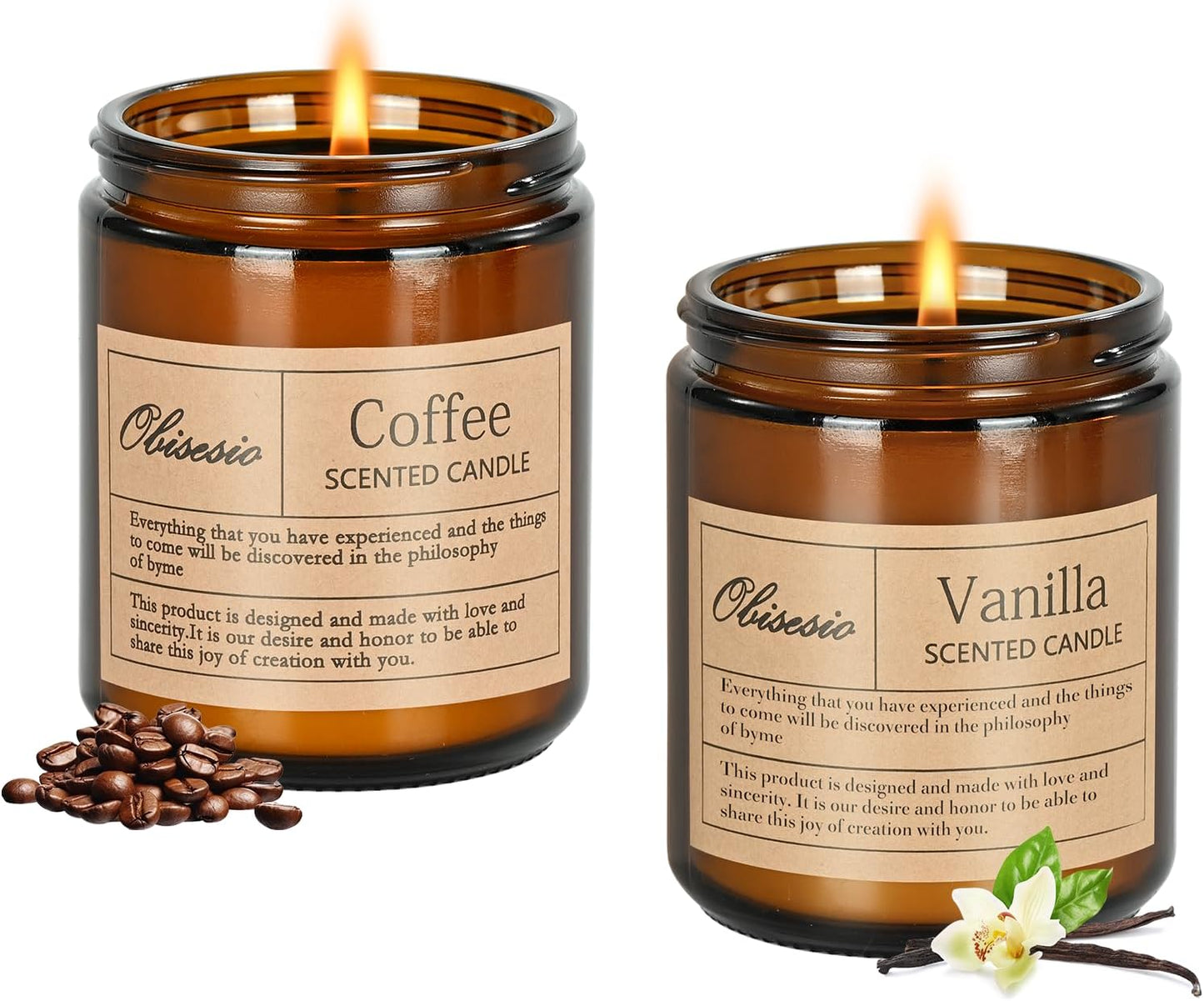 Candles for Home Scented, 2 Pack Scented Candles for Stress Relief & Self-Care, Aromatherapy Candle for Men and Women Birthday, Soy Sleep Jar Candle Set(Coffee & Vanilla)