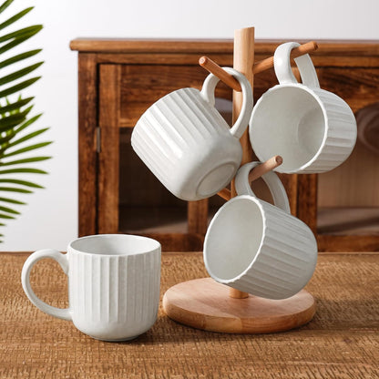 famiware Coffee Mugs Set of 6, Starlight 11 oz Mug Cup Set with Handle for Coffee, Tea, Cocoa, Milk - Ceramic Stoneware Mug Set, Matte White