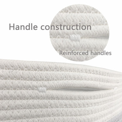 COMFY-HOMI Medium Cotton Rope Basket With Handles for Shelves|Dog Toy|Baby Gift Basket Empty for Organizing|NEW Generation 13.5" x 11" x 9.5" Living Room (Navy Blue)