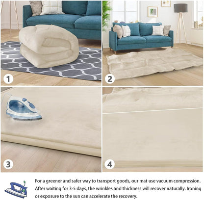 Baby Play Mat for Floor Tummy Time Mat Nursery Rug Muscle Mat Area Rug Playroom Rug Tatami Mat 6'7"x4'11" Memory Foam 1.3" Thick Crawling Mat For Babies,Toddlers, Infants, Kids,Floor Mat(Beige)