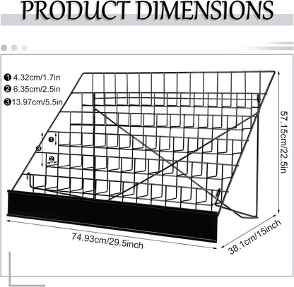 Queekay 6 Tier Wire Countertop Rack black Comic Book Holders Wide Wire Magazine Rack Tabletop Display Stand for Table Top Book Brochure Literature Comic Greeting Card Shelf Holder Stand