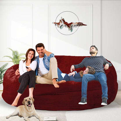 Bean Bag Chair for Adults 7FT,Soft Removable Cover for Teens/Girls Bedroom,Fluffy Giant Round Floor Beanbag Lounger Chairs (No Filler,Claret)
