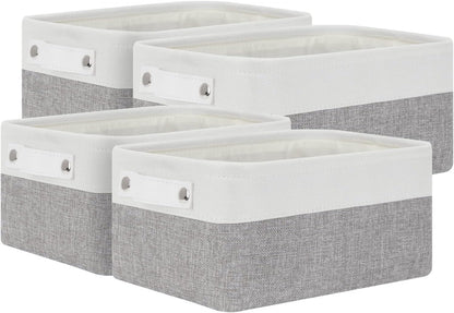 Bidtakay Small Storage Baskets for Organizing [4-Pack] Fabric Storage Bins for Baby Organizer Shelf Baskets for Nursery Storage Collapsible Closet Storage Bins for Home Organization - 11.8x7.8x5 In