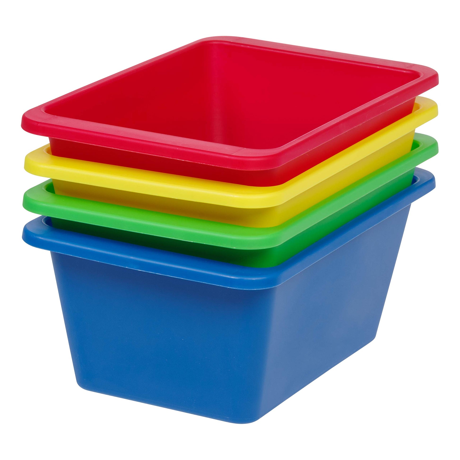 IRIS USA 4-Pack, Small Plastic Storage Bins, Stackable Organizer, Primary