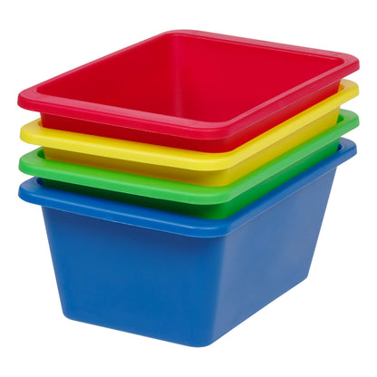 IRIS USA 4-Pack, Small Plastic Storage Bins, Stackable Organizer, Primary