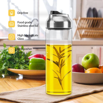 Aelga Olive Oil Dispenser Bottle - Glass Oil Dispenser - Dispenser Bottle for Kitchen with Stainless Steel Spout
