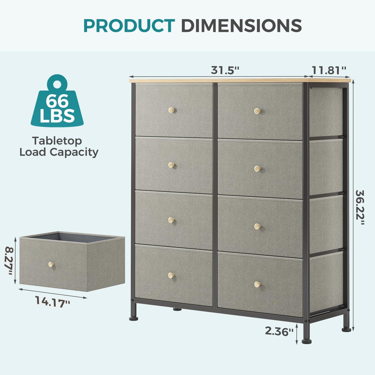 OLIXIS 8 Drawer Storage Dresser for Bedroom, Closet Organizers Units