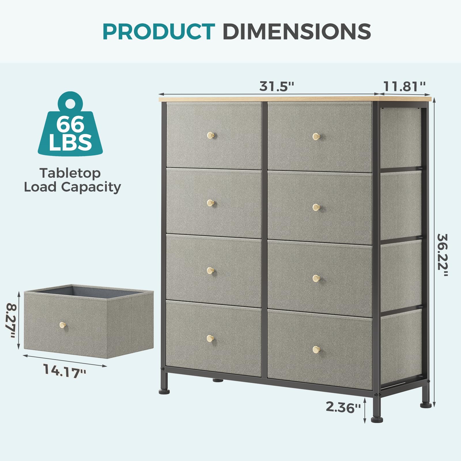 OLIXIS 8 Drawer Storage Dresser for Bedroom, Closet Organizers Units