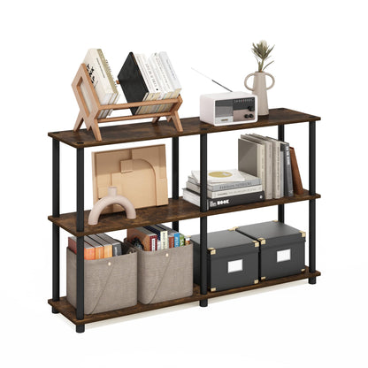 Furinno Turn-N-Tube Storage Shelves, 3-Tier 47.4 Wide Book Shelf, Corner Shelf, Toolless Open