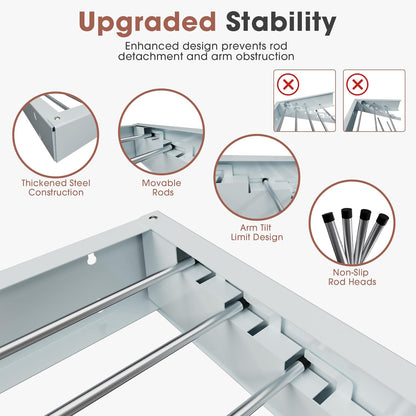 Foldable Wall-Mounted Drying Rack, Heavy-Duty 60 lb Capacity – Space-Saving Folding Laundry Hanger with 10 Clips, Rust-Proof Aluminium Clothes Dryer for Indoor & Outdoor Use